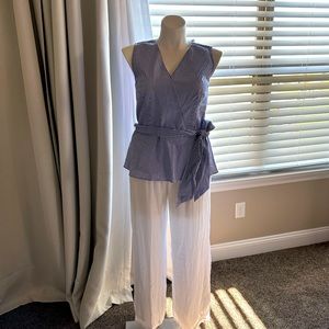 Talbots sleeveless belted v neck top size 14 NWT